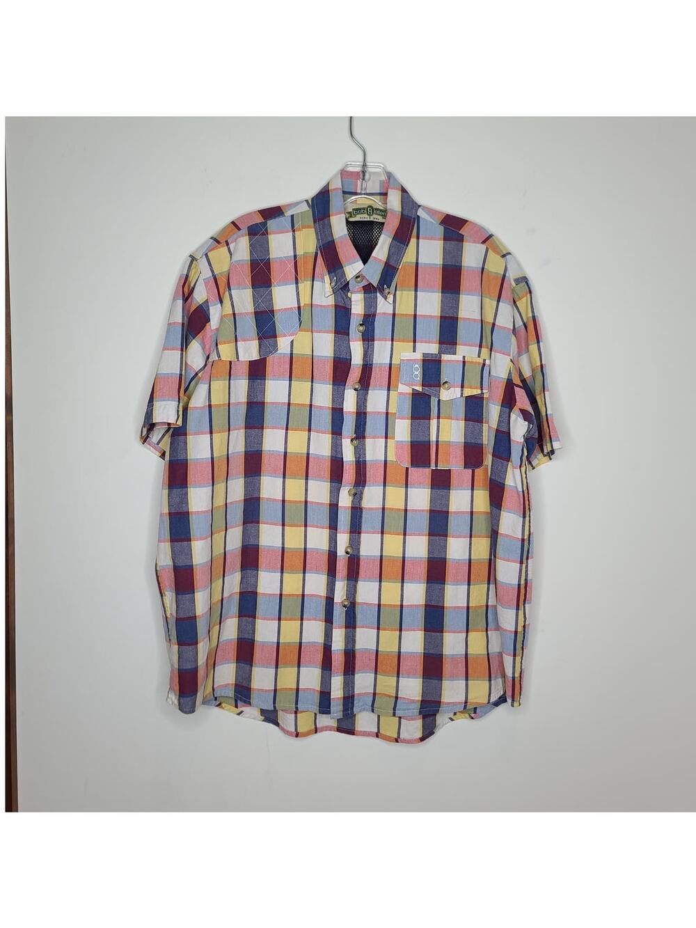 Bob Allen blue white plaid cotton short sleeve shooting shirt - medium